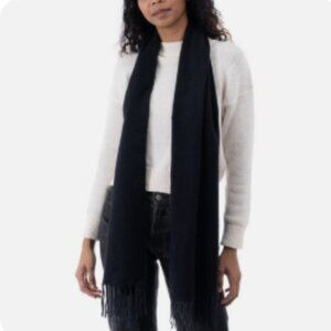 Style & Co. Black Textured Winter Scarf with Fringe Trim - NWT